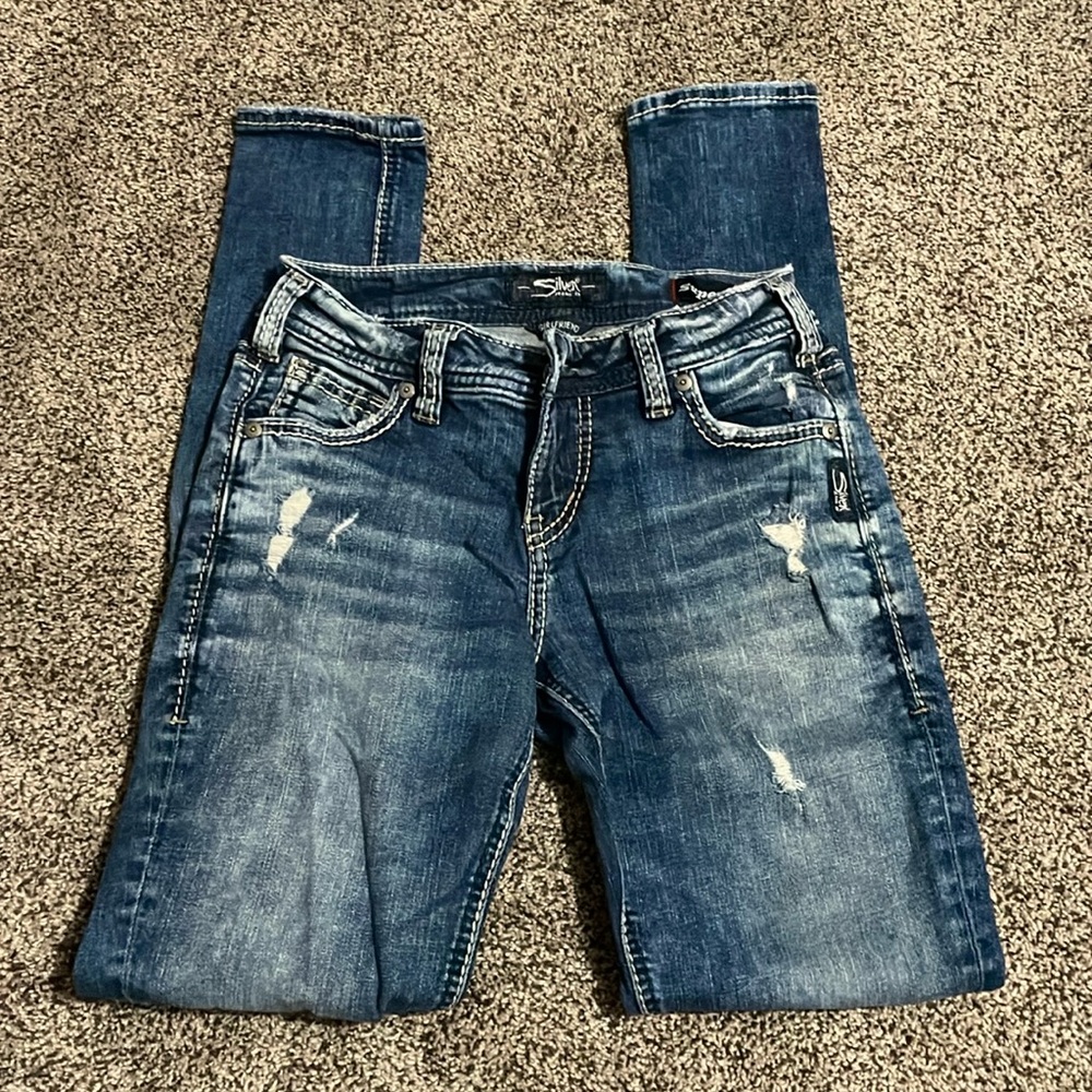 Silver GirlFriend Fit Skinny Jeans